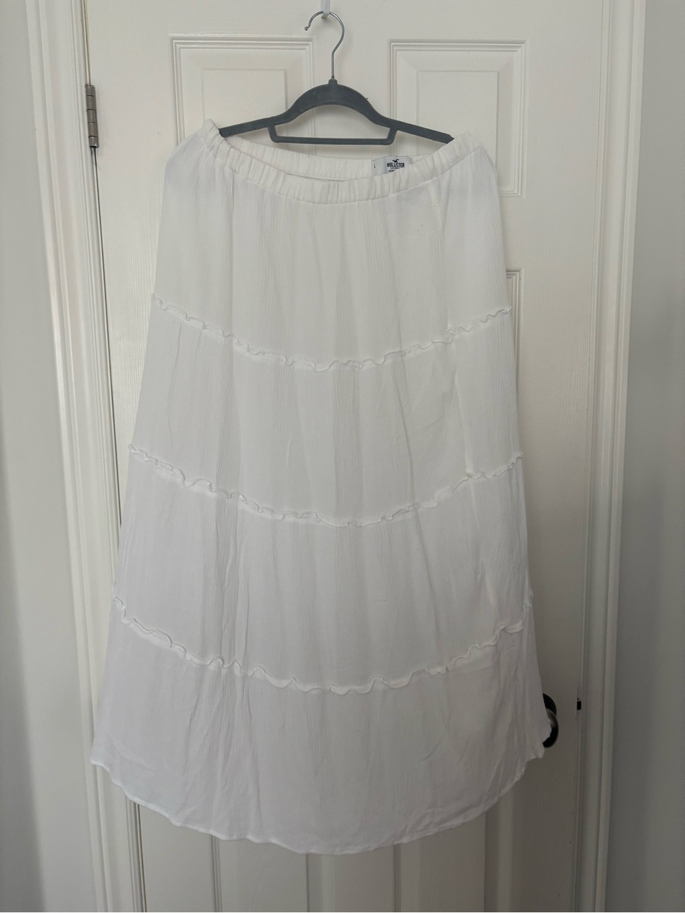 White Tiered Midi Skirt